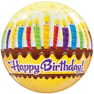 Geburtstagstorte Happy Birthday Bubble gelb mit Kerzen