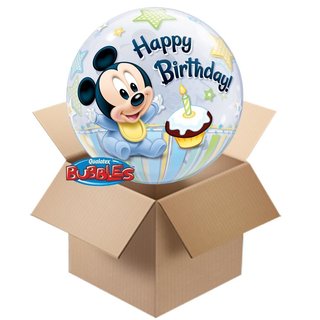 Mickey Mouse 1st Birthday 1er Geburtstag Bubbles - gefüllt mit Ballongas