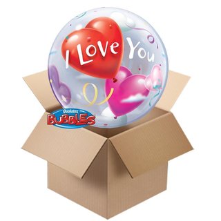 Herzen I Love You Bubbles - gefüllt mit Ballongas